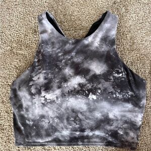 Athleta Black and Gray High Neck Cropped Tank